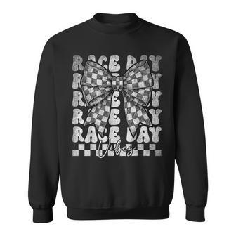 Race Day Vibes Checkered Coquette Bow Car Racing Lovers Men Sweatshirt - Thegiftio UK