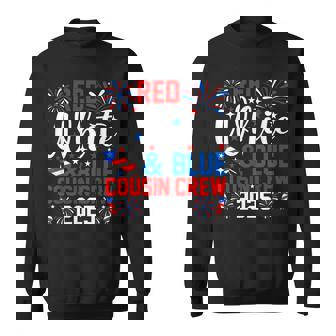 Red White And Blue Cousin Crew 2025 4Th Of July Fireworks Sweatshirt - Thegiftio UK