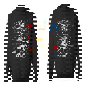 Red White And Feral Raccoon 4Th Of July Sweatshirt - Monsterry