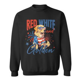 Red White Golden 4Th July Golden Retriever American Flag Sweatshirt - Thegiftio UK