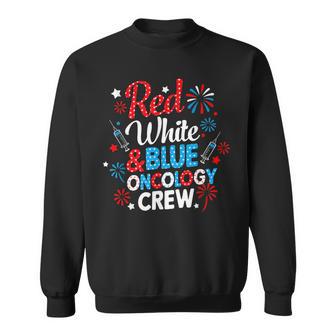 Red White Oncology Crew Firework Patriotic Independence Day Sweatshirt - Thegiftio UK