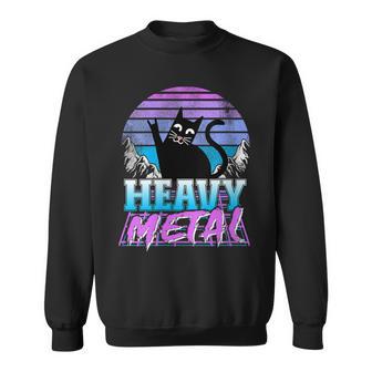 Retretretreto Gótico Gato 80Synthwave Retro Heavy Metal Cuello Camisa de entrenamiento - Regaloses