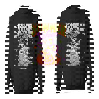 Retro Happy Summerween Frankenstein Monster And Bride Sweatshirt - Monsterry