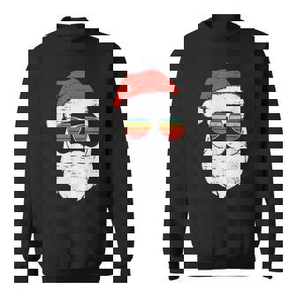 Retro Santa Face Sunglassed Christmas In July Summer Xmas Sweatshirt - Thegiftio