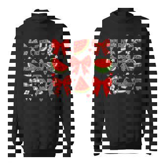 Retro Summer Vibes Coquette Bow Watermelon Summer Vacation Sweatshirt - Thegiftio UK
