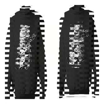 Rock Cat Jouant De La Guitare Drôle Guitare Amant De Chat Guitariste Sweater e - Cadeauxyz