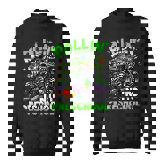 Rollin' Into Preschool Monster Truck Back To School Boys Sweatshirt | Mazezy