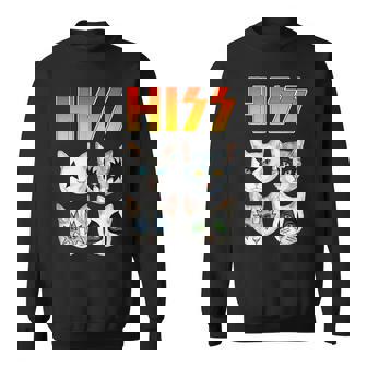 Hiss 猫 子猫 ニャー ロッカー パロディ バンド 面白い 猫好き スウェットシャツ - Kawaiitshirt
