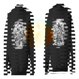 Saint Gertrude Patron Of Cats Love Cats Catholic Saint Kitty Sweatshirt - Thegiftio