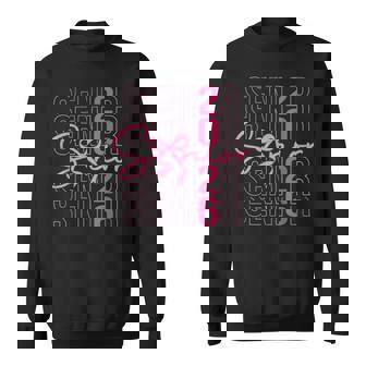 Senior 2026 Class Of 2026 Coquette Pink Bow Graduation Sweatshirt - Thegiftio