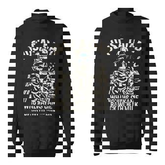 Skeleton Just A Dad Who Always Came Back With The Milk Sweatshirt | Mazezy