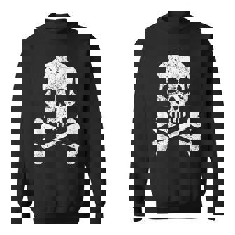 Skull Crossbones Skeleton Jolly Roger Flag Halloween Sweatshirt - Thegiftio