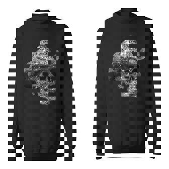 Skull Made Of Diamonds Wearing Cowboy Hat Sweatshirt - Monsterry