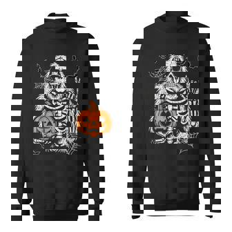 Spooky Bigfoot Jack O Lantern Skeleton Halloween Boys Mens Sweatshirt - Monsterry