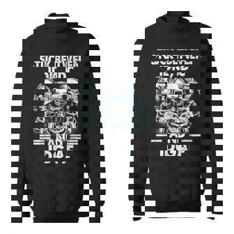 Stuck Between Idk Idc And Idgaf Skeleton On Back Sweatshirt - Monsterry