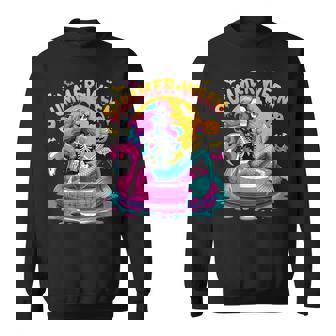Summerween Vibes Spooky Summer Mermaid Skeleton Halloween Sweatshirt - Monsterry