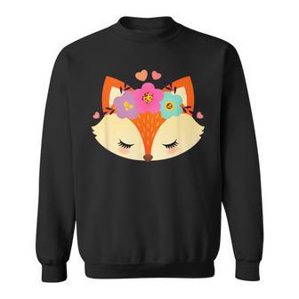 Süßes Fuchs Gesicht Mit Blumen -Alentinstag Liebe Sweatshirt - Geschenkecke