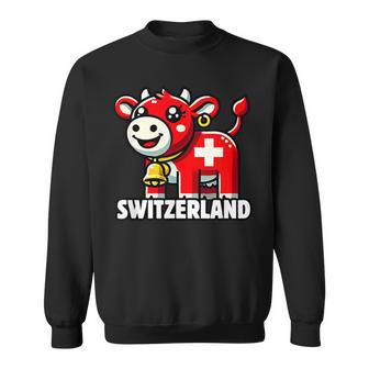 Swiss Cow Flag Switzerland Cute Swiss Alps Sweatshirt - Thegiftio UK