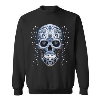 Tête De Mort Cloutée En Cristal Dia De Los Muertos Sweater e - Cadeauxyz