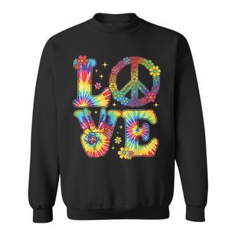 Tie Dye Love Peace Sign Retro Hippie Sweatshirt - Thegiftio UK