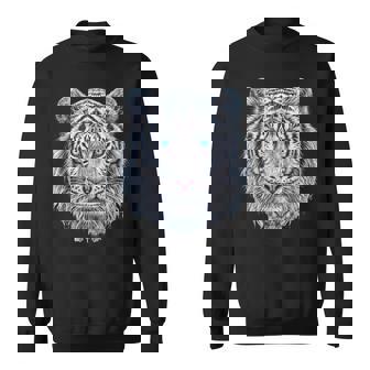 Tiger Lover 青い目の動物 ホワイトタイガー スウェットシャツ - Kawaiitshirt