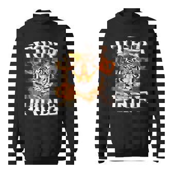 Tiger Pride Flame Tiger Mascot Retro School Sport Cheer Team Sweatshirt - Thegiftio
