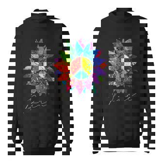 Tournesol Fleur Arc-En-Ciel Peaceigne Hippie 70S Rétro Manche Longue Sweater e - Cadeauxyz