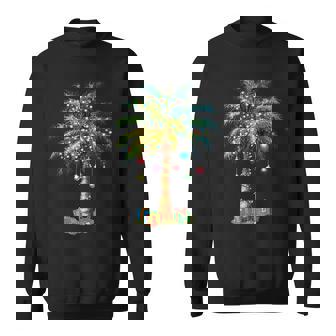 Tropical Christmas Hawaiian Santa Xmas Lights Palm Tree Sweatshirt - Seseable