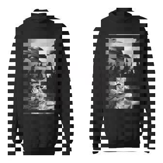 Ufo と面白い猫のセルフィー スウェットシャツ - Kawaiitshirt