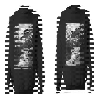 Ufoエイリアンと面白い猫の自撮り。 スウェットシャツ - Kawaiitshirt