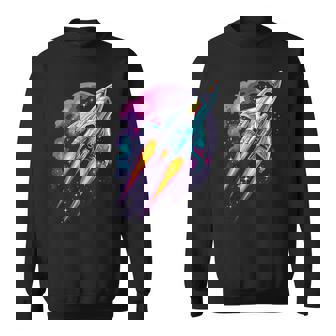 Universe Rockettart Cosmoshuttle Flight Galaxypace Sweatshirt - Seseable