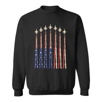 Usa Flag Fighter Jets 4Th Of July Boys Vintage Us Flag Sweatshirt - Thegiftio UK