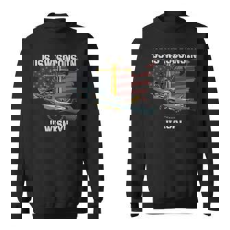 Uss Wisconsin Bb-64 Battleship Veterans Day Warship Father Sweatshirt - Monsterry