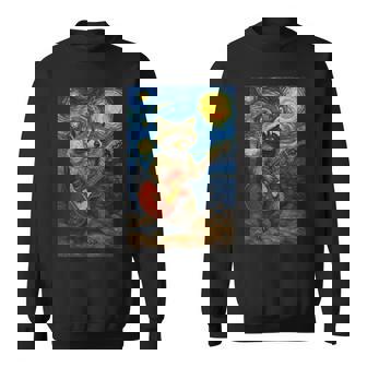 Van Gogh Starry Night Raccoon Guitar Vibes Sweatshirt - Thegiftio