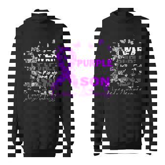 I Wear Purple In Memory Of My Son Overdose Awareness Sweatshirt - Thegiftio