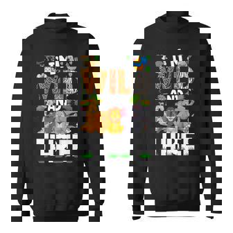 Wild And Three 3 Year Old 3Rd Birthday Safari Jungle Animal Sweatshirt - Thegiftio