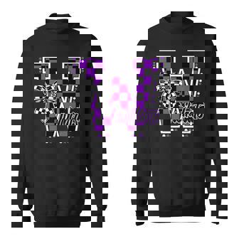 Wildcats Checkered Letter Purple Wildcat Pride School Spirit Sweatshirt - Thegiftio