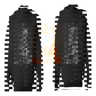 Witch Lighting Cigarette With Flames Occult Unholy Sweatshirt - Monsterry