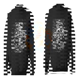 Wolf 4Th Of July Howling Wolves Under Moon American Flag Sweatshirt - Thegiftio
