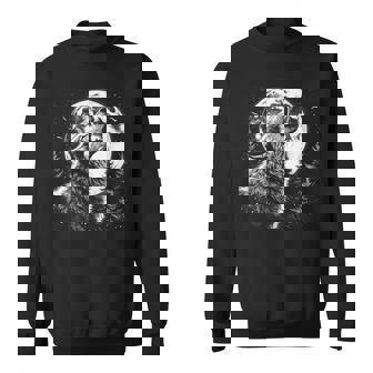 Graphic Wolf Howling Moon Forest Nature Wildlife Animal Sweatshirt - Thegiftio