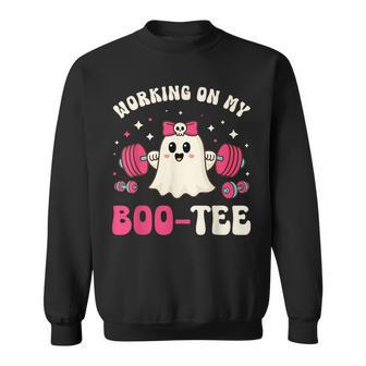 Working On My Boo Gym Halloween Dead Lift Ghost Sweatshirt - Thegiftio UK