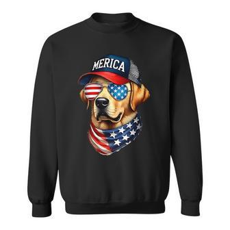 Yellow Labrador Retriever 4Th Of July Merica Usa Flag Lab Sweatshirt - Thegiftio UK