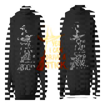 Yes I Can Drive A Stick Halloween Spooky Witch Sweatshirt | Mazezy