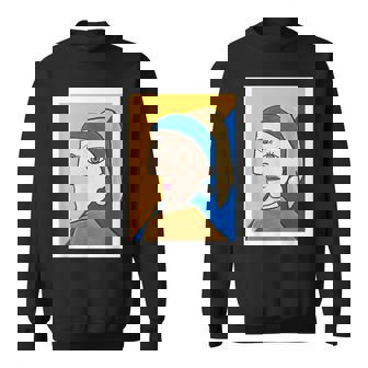 【ピカソ風】真珠の耳飾りの少女／フェルメール（パロディ）【世界の名画】面白い 美術館アート スウェットシャツ - Kawaiitshirt