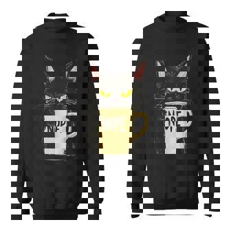 おかしな猫 コーヒーマグと黒猫 Nope スウェットシャツ - Kawaiitshirt