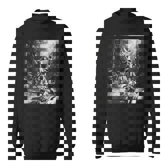 おもしろいアライグマ乗馬トラ驚いた怖い猫の自撮り。 スウェットシャツ - Kawaiitshirt