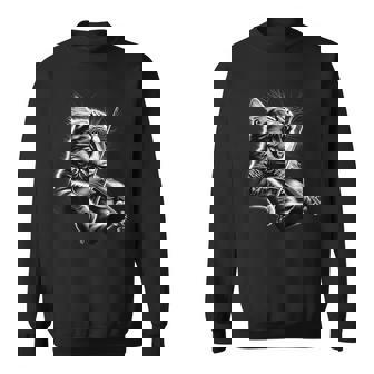 おもしろオーケストラ ミュージシャン バイオリニスト ロックキャット 演奏 バイオリン スウェットシャツ - Kawaiitshirt