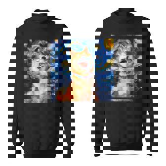 かわいい 柴犬 犬 星月夜 ヴィンセント・ヴァン・ゴッホ 絵画 スウェットシャツ - Kawaiitshirt