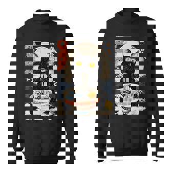 かわいい 猫 食べる ラーメン 麺 面白い アニメ スウェットシャツ - Kawaiitshirt