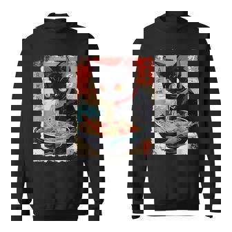 かわいい 黒猫 ラブ ラーメン カワイイ ねこ アニメ 日本語 スウェットシャツ - Kawaiitshirt